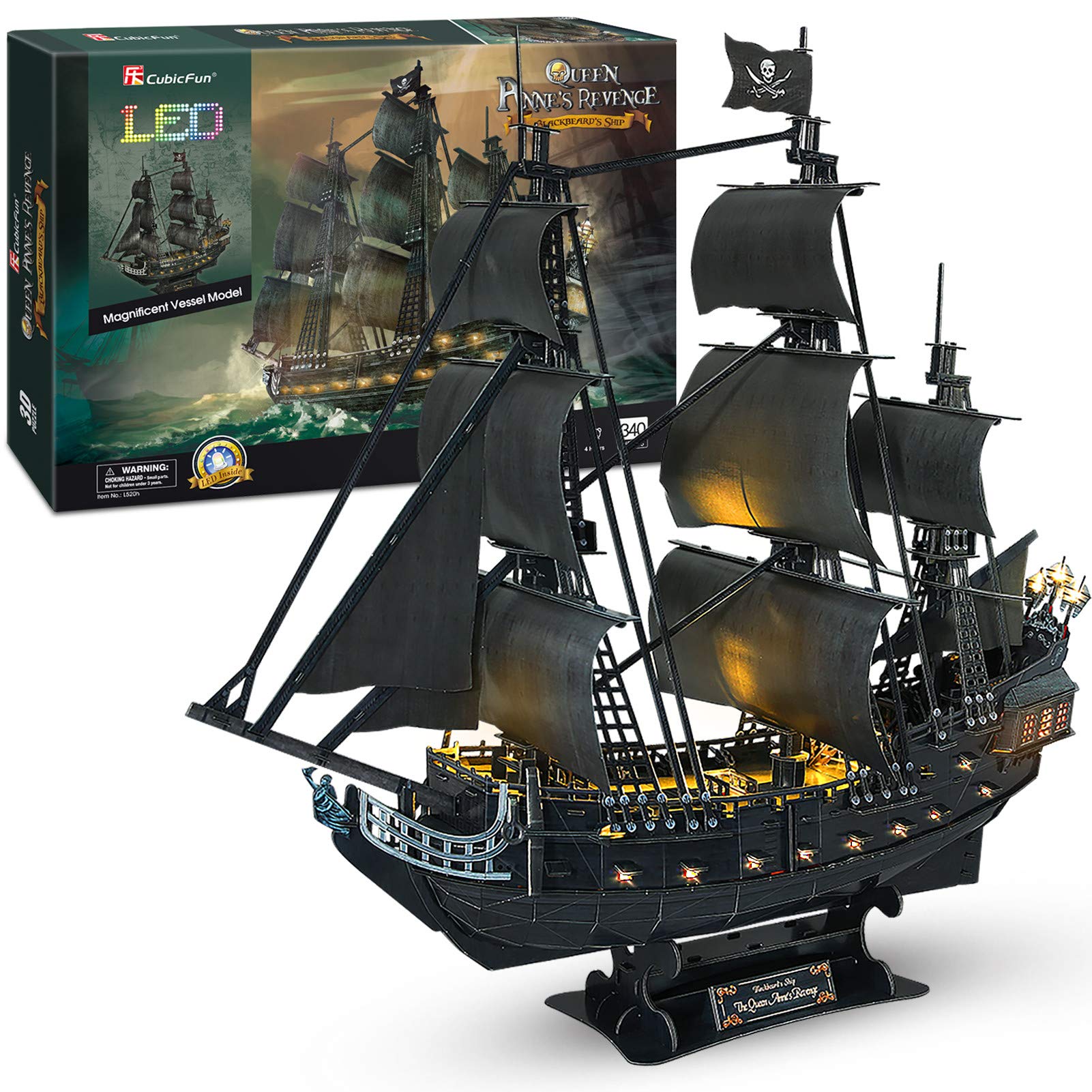 Mehr über den Artikel erfahren Queen Anne’s Revenge, 3D Puzzle mit LED